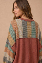 Stripe Waffle Pullover