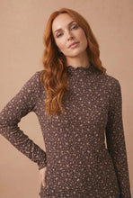 Floral Embossed Rib Frilled Merrow Hem Top
