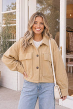 Taupe Fleece Oversized Jacket Balloon Sleeves Utility Pocket