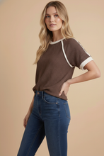 Cloudy Knit Accent Lines Top