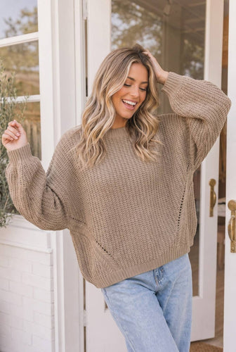 Waffle Knit Oversized Batwing Sleeve Sweater