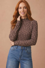 Floral Embossed Rib Frilled Merrow Hem Top