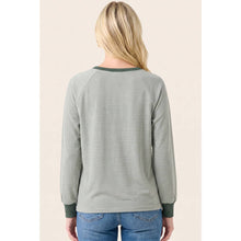 Split Neck Brushed Pinstripe Top