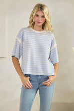 Round Neck Cloudy Knit Stripe Top