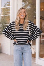 Striped Drop Shoulder Crew Neck Sweater Pullover