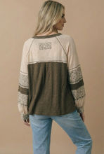 Round Neck Floral Color Block Top