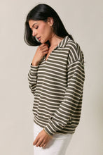 Olive Grove Striped Collared Top