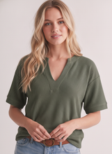 V-Cut Round Neck Cloudy Knit Top