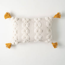 Ivory Tufted Tasseled Pillow