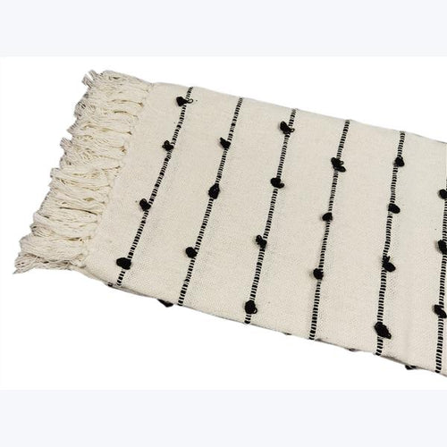 Cotton Hand Woven Black/White Throw