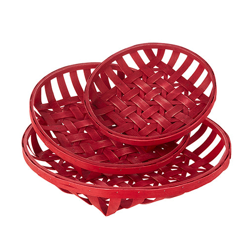 Red Distressed Round Tobacco Baskets