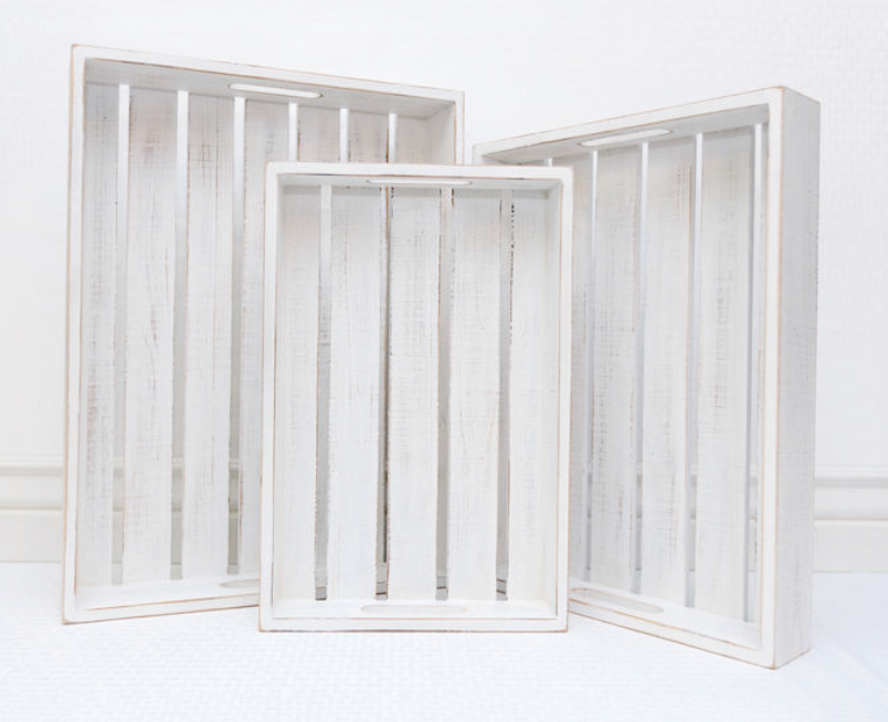 White Washed Wooden Crate