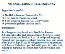 No-Bake Lemon Cheesecake Mix