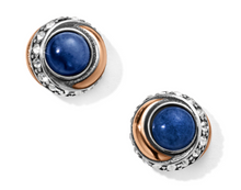 Neptune's Rings Brazil Blue Quartz Button Earrings