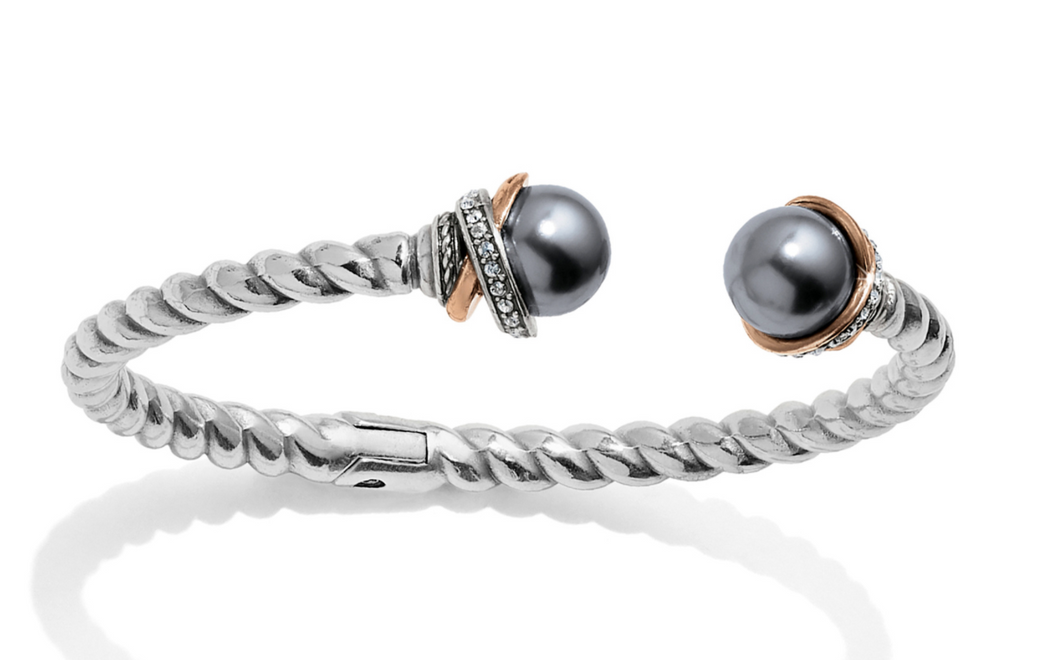 Neptune's Rings Gray Pearl Open Hinged Bangle