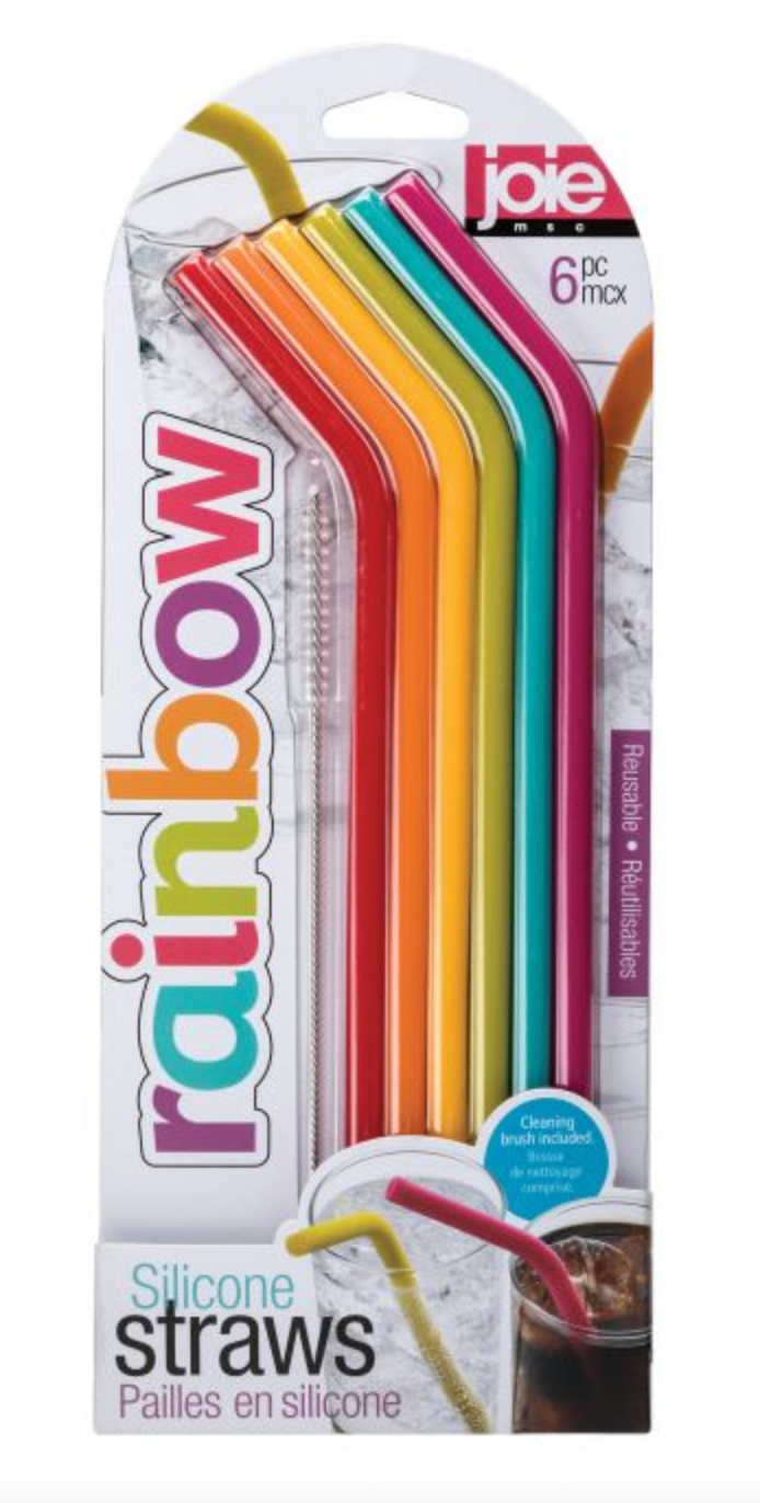 Silicone Straws with Cleaning Brush (Set of 6)