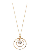 Gold Double Circle with Stone Necklace