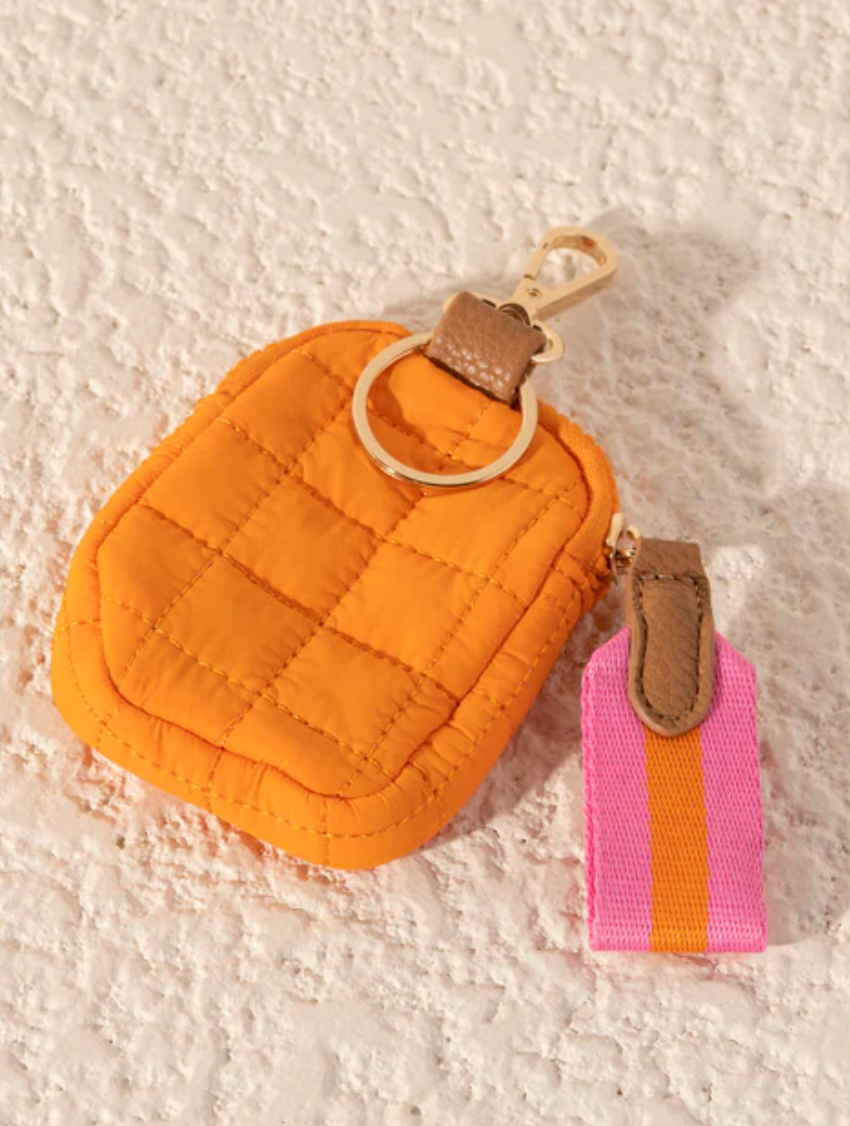 Shiraleah Ezra Quilted Nylon Clip-On Pouch, Honey