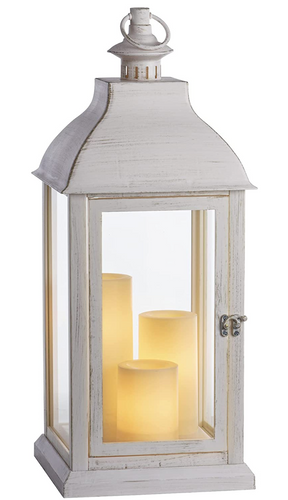 Cream Jumbo Lantern with 3 Pillars