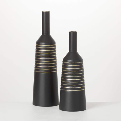 Matte Black Gold Lined Vases