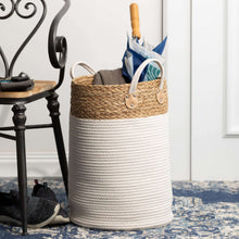 Rattan and Canvas Handled Baskets