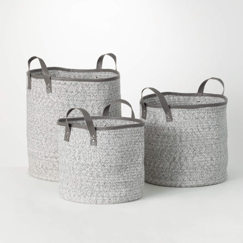 Dove Gray Woven Textile Basket