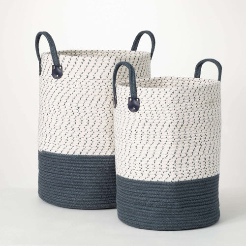 Indigo and White Canvas Baskets