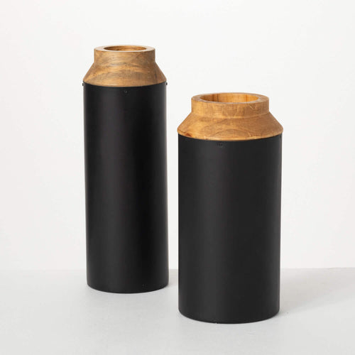 Wood and Black Vases